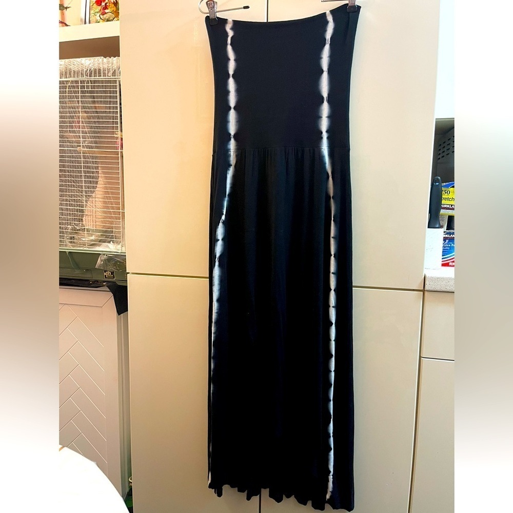 Lucky Brand Bathing Suit Stretch Dress Sundress Sz M-L Black&white Asymmetrical
